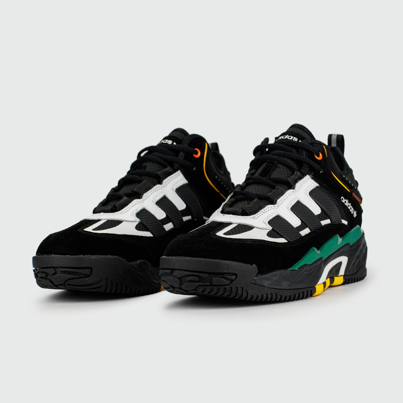 Кроссовки Adidas Niteball Black Green with Fur
